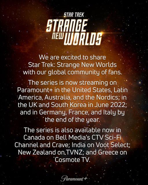 Star Trek: Strange New Worlds - Comunicato stampa
