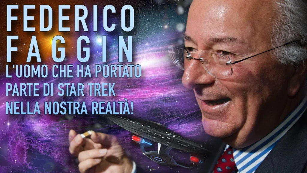 "Copertina di un articolo intitolato 'Federico Faggin, l'uomo che ha portato parte di Star Trek nella nostra realtà!' con un ritratto di Federico Faggin."