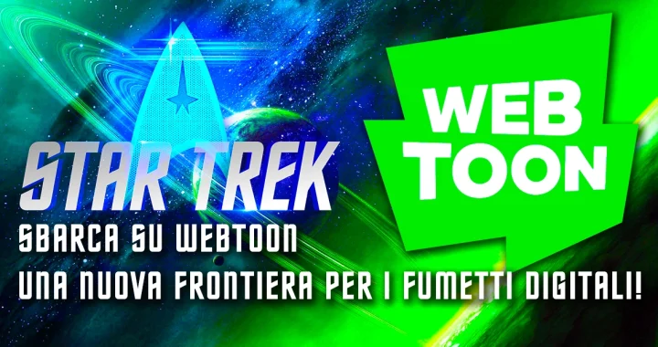 Logo di Star Trek e logo di Webtoon uniti a simboleggiare la nuova partnership per i fumetti digitali.