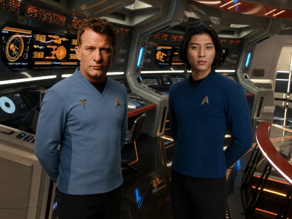 Come potrebbero apparire Thomas Jane e Kai Murakami in Strange New Worlds - Immagine generata con AI